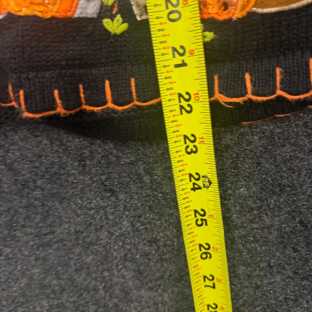 White Stag Vintage 90s Halloween Cat Pumpkin Moon Knit Sweater Vest Black Small - Picture 6 of 9